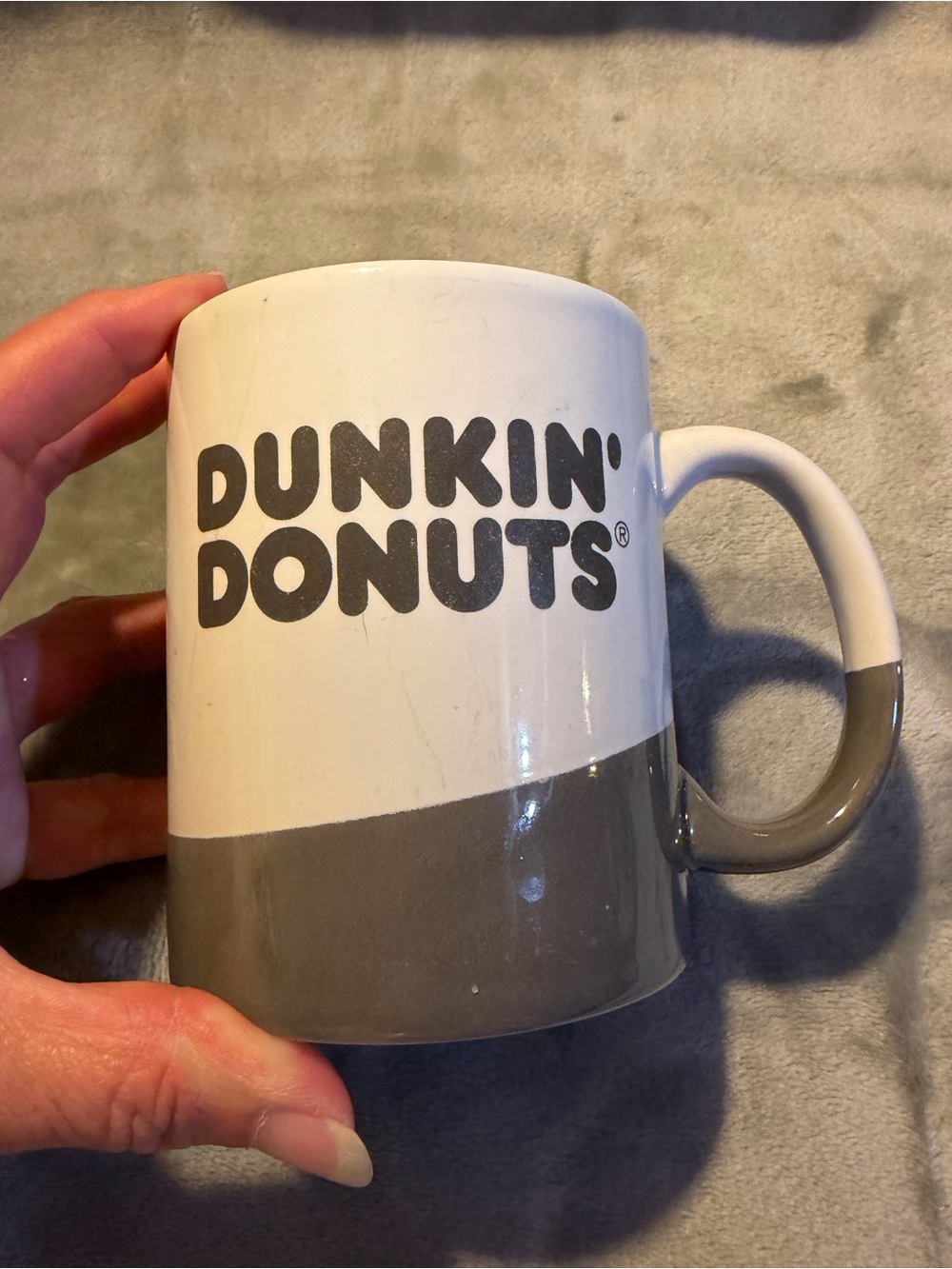 Dunkin' Donuts Two-Tone White and Gray Ceramic Mug